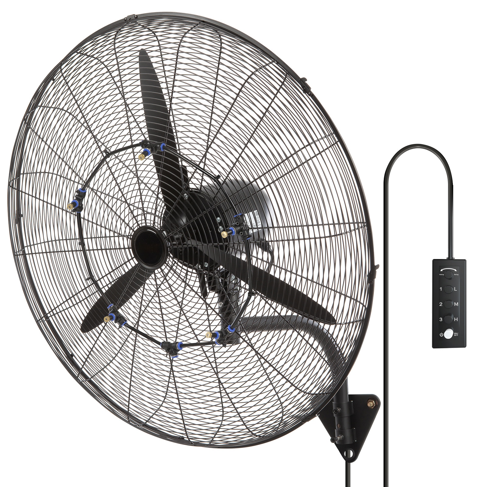 Wall Mount Misting Fan Industrial Oscillating High Velocity Black_voghion.com